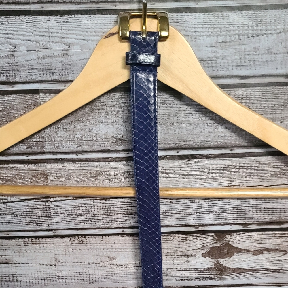 Collectif Genuine Snakeskin Leather Blue Belt S Small